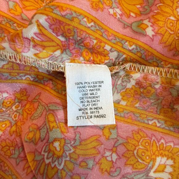 Raga Shalina Ruffle Tassel Tie Collar Satin Maxi Dress Orange Pink Sz Med NWT - Picture 6 of 9